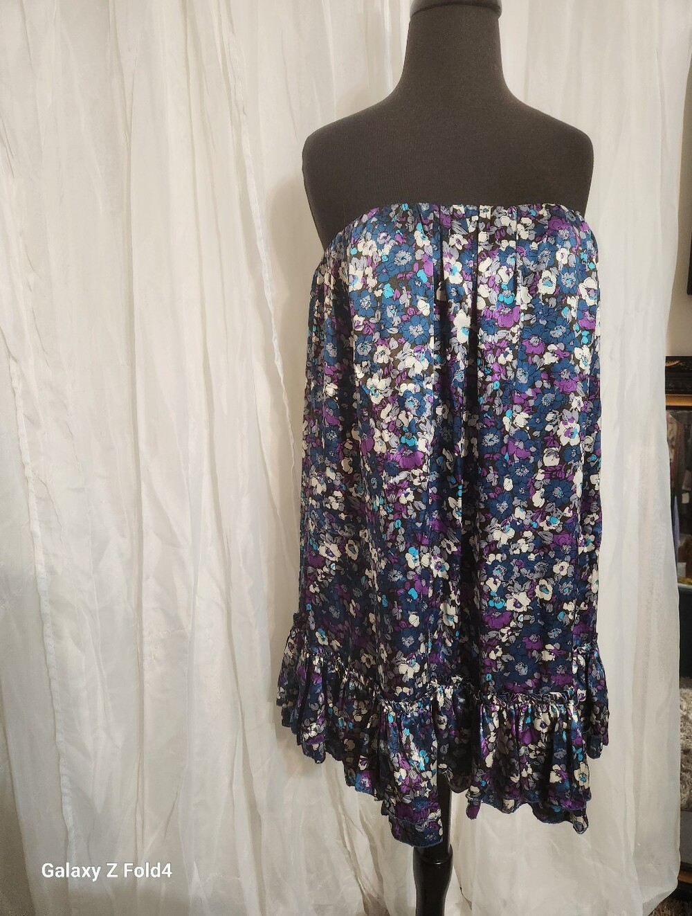 Bebe floral silk strapless dress vintage #054